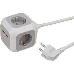 ALEA-Power Plug socket with USB / Plug block (Socket sockets 4-way, 2x USB charger and 1.4m cable) TYPE F NEBN-1150100 Brennenstuhl