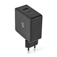 Wall Charger | 57 W | Quick charge feature | 2.25 / 2.4 / 3.0 A | Number of outputs: 2 | USB-A / USB-C | No Cable Included | Automatic Voltage Selection NEWCPD45W100BK Nedis