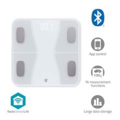 SmartLife Personal Scale | Bluetooth® | BMI / BMR / Bones / Fat / Muscles / Water / Weight | 12 | Peak load: 180 kg | Android / IOS | ABS / Glass | White NEBTHPS11WT Nedis