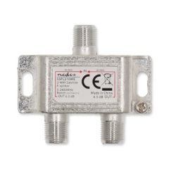 Satellite Splitter | 5 - 2400 MHz | 6.5 dB | Number of inputs: 1 | Number of outputs: 2 | Impedance: 75 Ohm | Zinc | Silver NESSPL210ME Nedis
