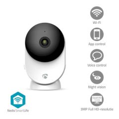 SmartLife Indoor Camera | Wi-Fi | 3MP Full HD 1296p | Cloud Storage (optional) / microSD (not included) / Onvif | With motion sensor | Night vision | White NEWIFICI12CWT Nedis