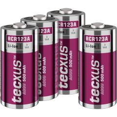 RCR123 ricaricabile - 500 mAh, 4 pezzi in scatola di cartone WE70763 Tecxus