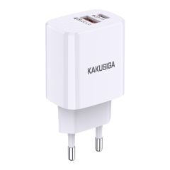Caricabatterie rapido USB-C 20W + USB-A 18W bianco doppia porta KSC-924 F4630 Kakusiga