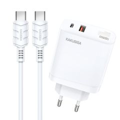 Caricabatterie rapido 40W USB-C + USB-A bianco con cavo Type-C 1m KSC-813 F4625 Kakusiga