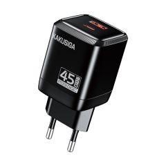 Caricabatterie USB-C + USB-A 45W + 22,5W nero ricarica rapida KSC-1606 F4610 Kakusiga