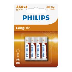Batterie AAA Philips Extra Zinc Chloride 1,5V - Blister da 4 pezzi WB682 