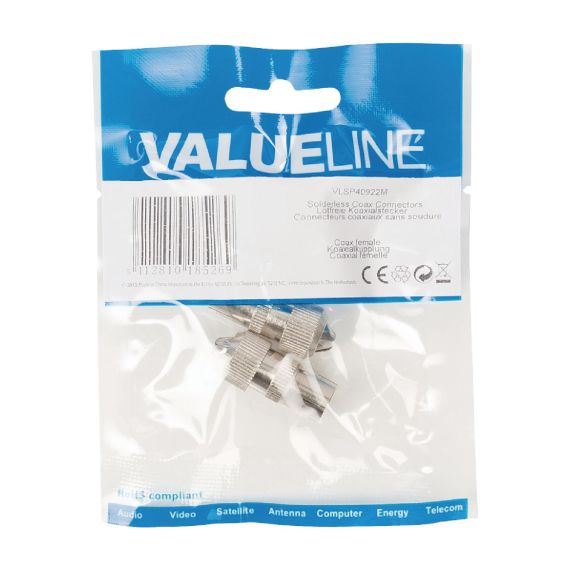 Connettore Coassiale Femmina Metallo Argento ND2445 Valueline