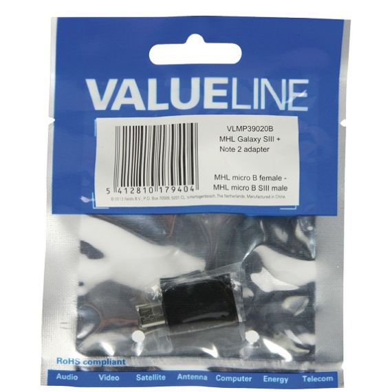MHL USB Micro B 11-Pin Maschio - USB Micro B Femmina Nero ND166 Valueline