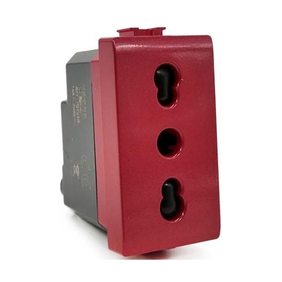 Presa bivalente 10-16A per segnalazione linea dedicata/emergenza rossa compatibile Vimar Plana EL2370 