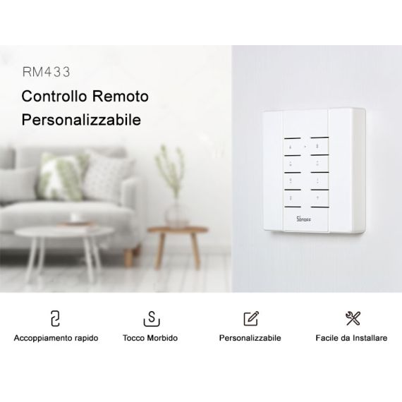 Telecomando smart wireless Sonoff RM433 con base inclusa K072 Sonoff