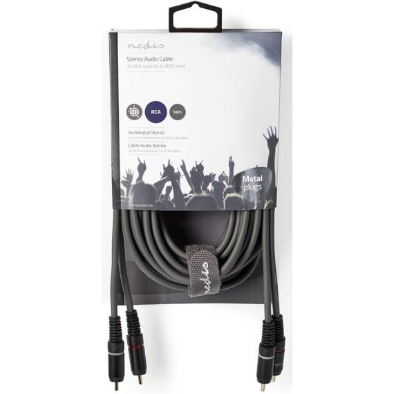 Cavo audio stereo 2x maschio RCA placcato nickel 5m Nedis ND1468 Nedis