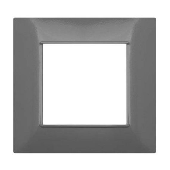 Placca in tecnopolimero 2 posti color grigio scuro compatibile Vimar Plana EL005 
