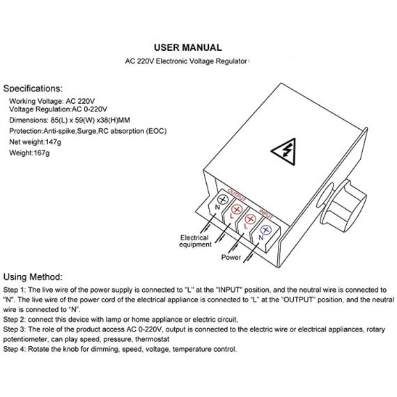 Regolatore di tensione a tiristore ad alta potenza 10V-220V T621 