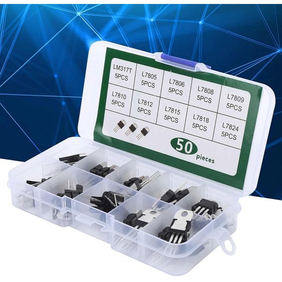 Transistor regolatore di tensione a 3 pin kit da 50 pezzi vari modelli LM317T/L7824 WB2393 