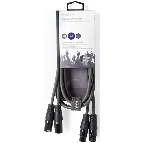 Cavo Stereo bilanciato 2XLR 3-Pin Maschio-2XLR 3-Pin Femmina 1.5m Sweex ND9655 Nedis