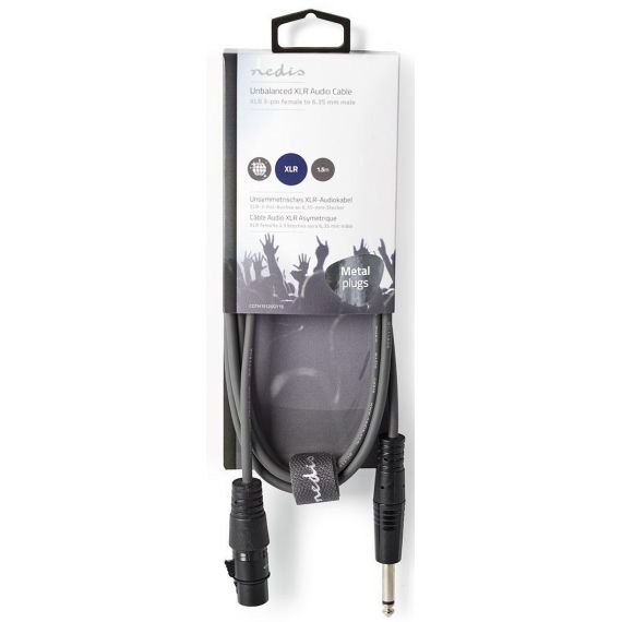 Cavo Audio XLR non Bilanciato Femmina a 3 Pin XLR-Maschio da 6,35mm 1.5m ND4564 Nedis