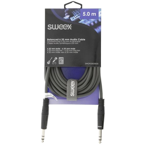 Cavo Audio Stereo 6.35mm Maschio - Maschio 5m Grigio Scuro SX310 Sweex