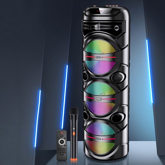 Cassa acustica portatile ricaricabile 3x8" 40W Luce LED Bluetooth/USB KK-8301 Kakusiga