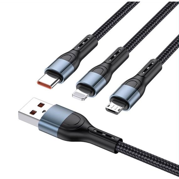 Cavo per ricarica 3in1 microUSB/Lightning/Type C 1.2m 3A JA024 F2120 Jokade