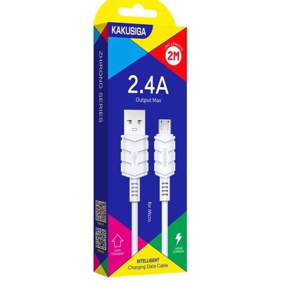 Cavo per ricarica e sincronizzazione microUSB 2m 2.4A bianco KSC-716 F2470 Kakusiga