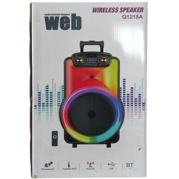 Cassa acustica  trolley 12" Luce LED Bluetooth/SD/USB/Radio Q1218A WEB