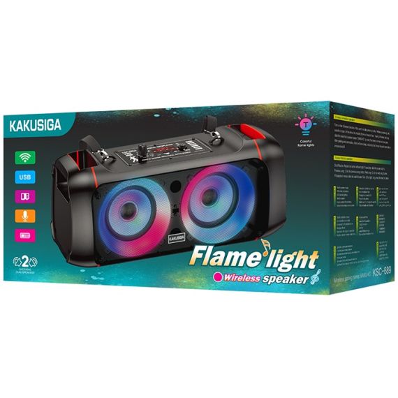 Cassa acustica ricaricabile 2x4" 10W luci LED Bluetooth/FM/USB KSC-689 KSC-689 Kakusiga