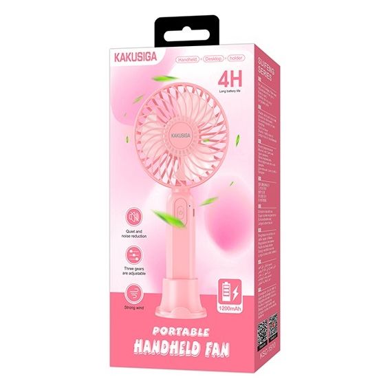 Ventilatore ricaricabile portatile con supporto da tavolo rosa KSC-1510 F2580 Kakusiga