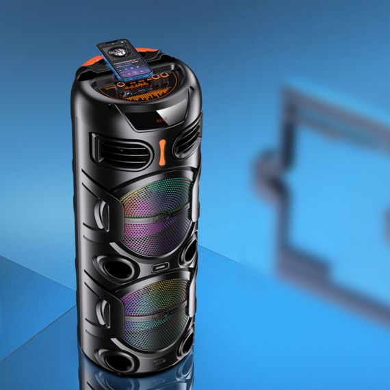 Cassa acustica portatile ricaricabile 2x8" 40W LED Bluetooth/USB con microfono e telecomando  KK-8203 KK-8203 Kakusiga