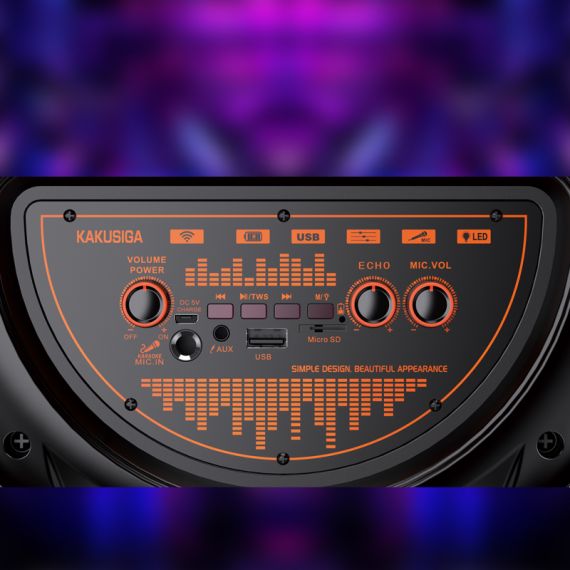 Cassa acustica portatile ricaricabile 2x8" 40W LED Bluetooth/USB con microfono e telecomando  KK-8203 KK-8203 Kakusiga