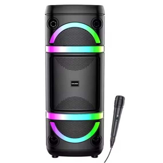 Cassa acustica ricaricabile 2x8" 40W luci LED Bluetooth/FM/USB con microfono KK-8207 Kakusiga