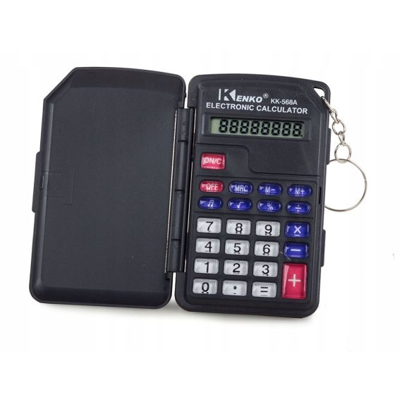 Calcolatrice tascabile 8 cifre con gancio per portachiavi WB627 