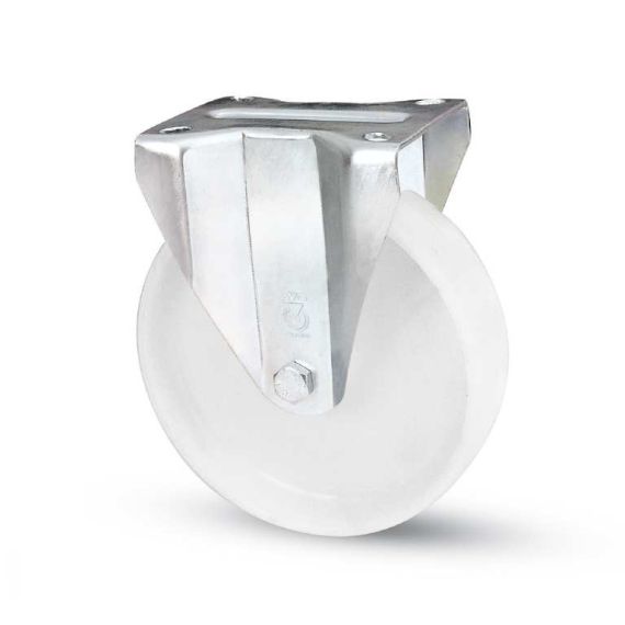 Avo RUOTA FISSA PER CARRELLI NYLON art.118BIS/A mm.125-piastra mm.115x85 FV15038 Avo