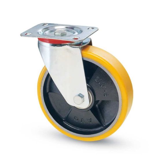 Avo RUOTA GIREVOLE PER CARRELLI POLIURETANO art.22 mm.150-piastra mm.100x85 FV44703 Avo