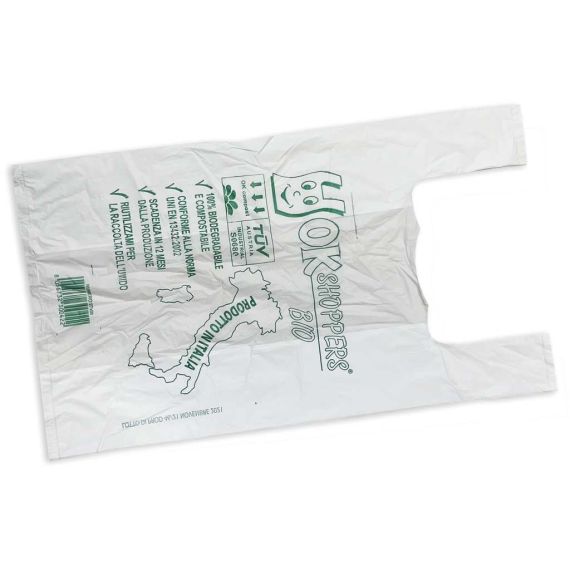BUSTA SHOPPER BIODEGRADABILE 500 PZ cm. 23+7+7x50 h - gr. 4,5 FV49945 