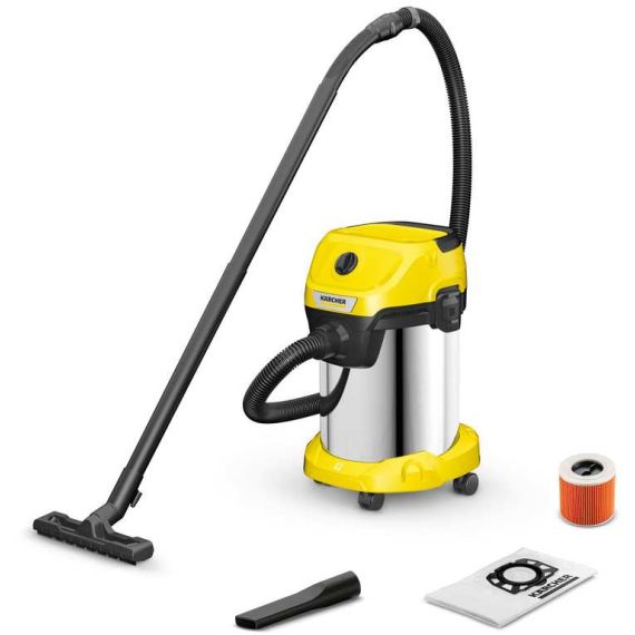 Karcher BIDONE ASPIRA SOLIDI-LIQUIDI WD 3 S V-19/4/20 CORPO ACCIAIO INOX 1.000 W lt. 19 FV53530 Karcher