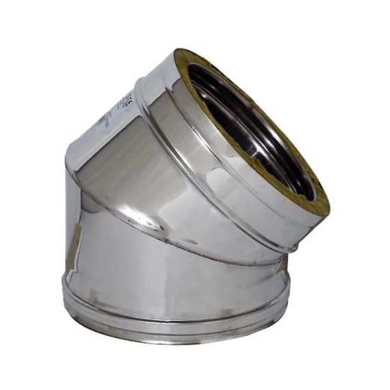 GOMITO A 45° DOPPIA PARETE PER STUFA Ø interno/esterno cm.10/15 FV41360 