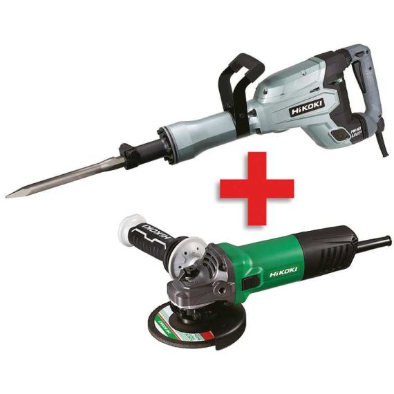 HIKOKI  MARTELLO DEMOLITORE H65SB3 1.340W + SMERIGLIATRICE G13SWA 1.100W  FV52172 Hikoki