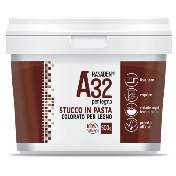 Rasaben STUCCO IN PASTA COLORATO PER LEGNO A32 ROVERE kg. 0,500 FV46363 Rasaben