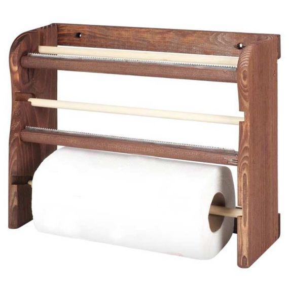 PORTAROTOLO TRIS IN LEGNO SCURO cm. 33x9x29h FV46853 