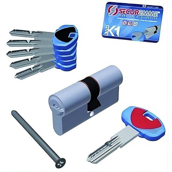 Securemme CILINDRO CROMO SATINATO EVOK1 5 chiavi  mm. 80 (35+45) FV55154 Securemme