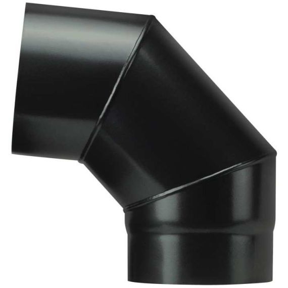 Save GOMITO 90° PER STUFA A LEGNA PORCELLANATO PLUS LIGHT Col. Nero opaco Ø cm. 15 FV55086 Save