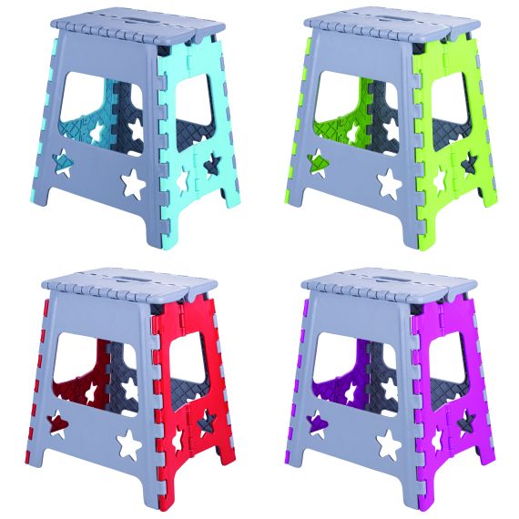 SGABELLO PIEGHEVOLE IN PLASTICA cm. 36x29x39 h col. Assortiti FV54618 