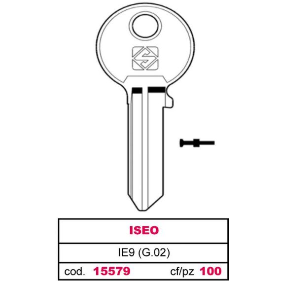 Silca CHIAVE OTTONE IE9 (G.VAC 0) ISEO FV15579 Silca