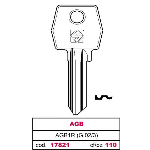 Silca CHIAVE ASC AGB1R (G.VAC 3) AGB FV17821 Silca