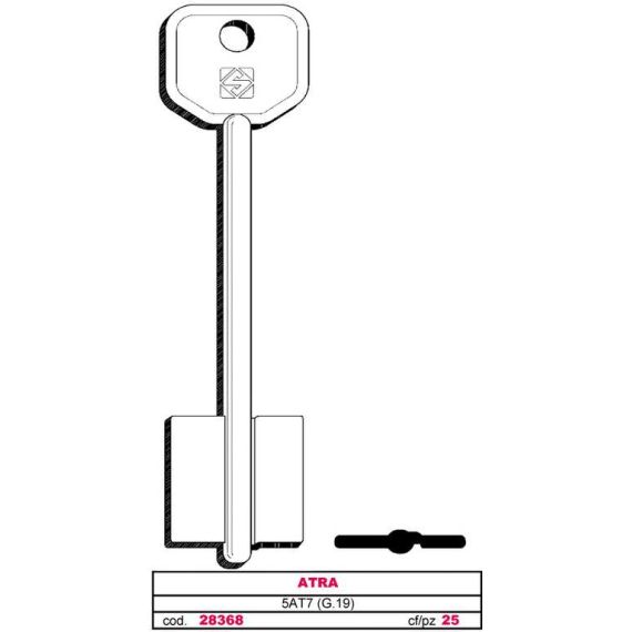 Silca CHIAVE A DOPPIA MAPPA 5AT7 (G.V AT 0) ATRA FV28368 Silca