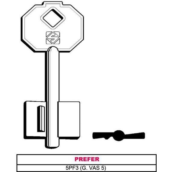 Silca CHIAVE A DOPPIA MAPPA 5PF3 (G. VAS 5) PREFER FV28576 Silca