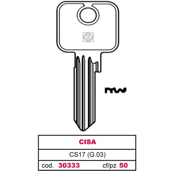 Silca CHIAVE OTTONE CS17 (G.VAD 0) CISA FV30333 Silca