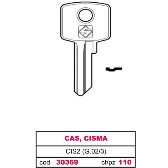 Silca CHIAVE OTTONE CIS2 (G.VAC 3) CAS, CISMA FV30369 Silca