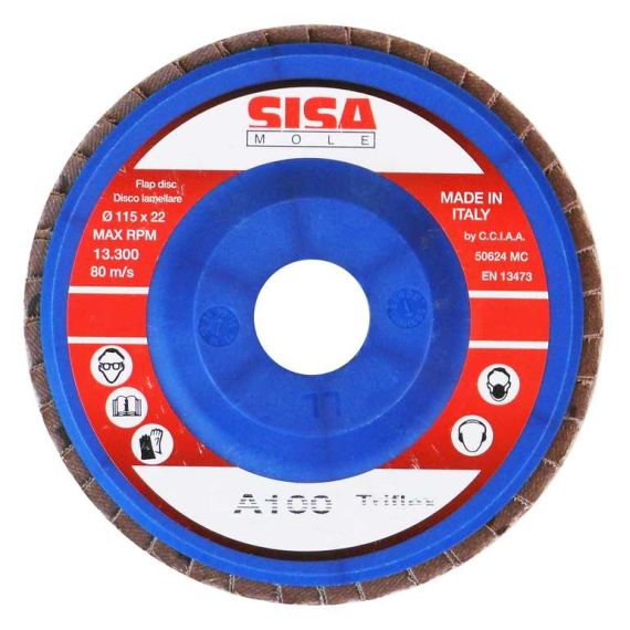 Sisa Mole DISCO LAMELLARE AL CORINDONE Ø mm. 115 - foro 22  grana 40 FV37357 Sisa Mole