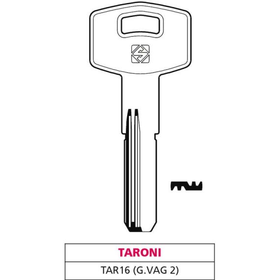 Silca CHIAVE PUNZONATA OTTONE TAR16 (G. VAG 2) TARONI FV47529 Silca